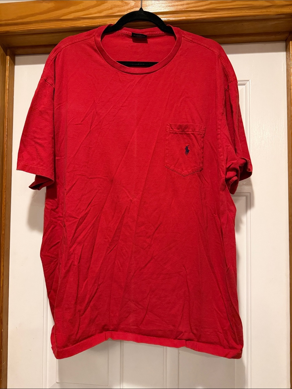Polo by Ralph Lauren Red Short Sleeve Pocket Tee with Navy Pony Logo